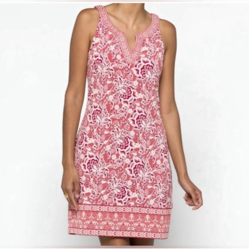 Magnolia Grace Alhambra Embroidered Trim Coral Pink Dress Small